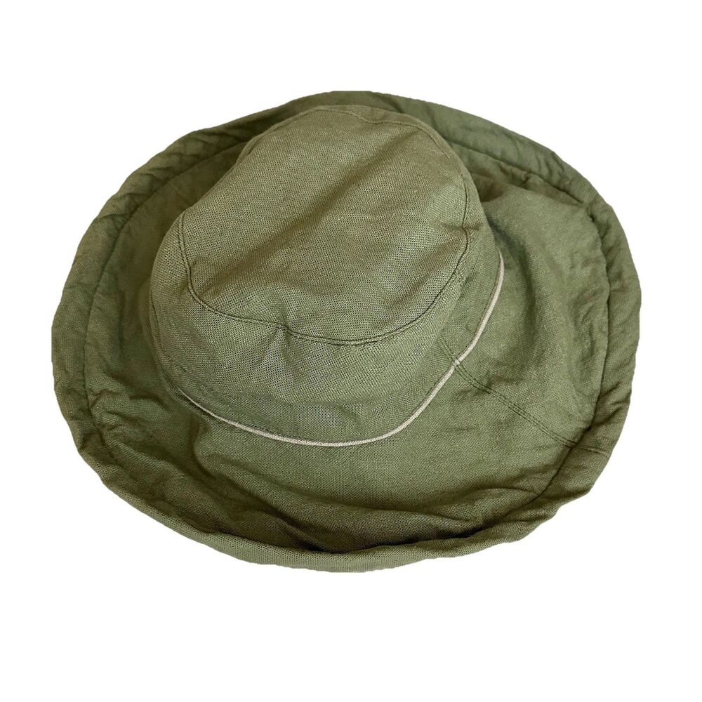 Linen Tropical Trends Sun Hat Green Adjustable Travel Summer Outdoors